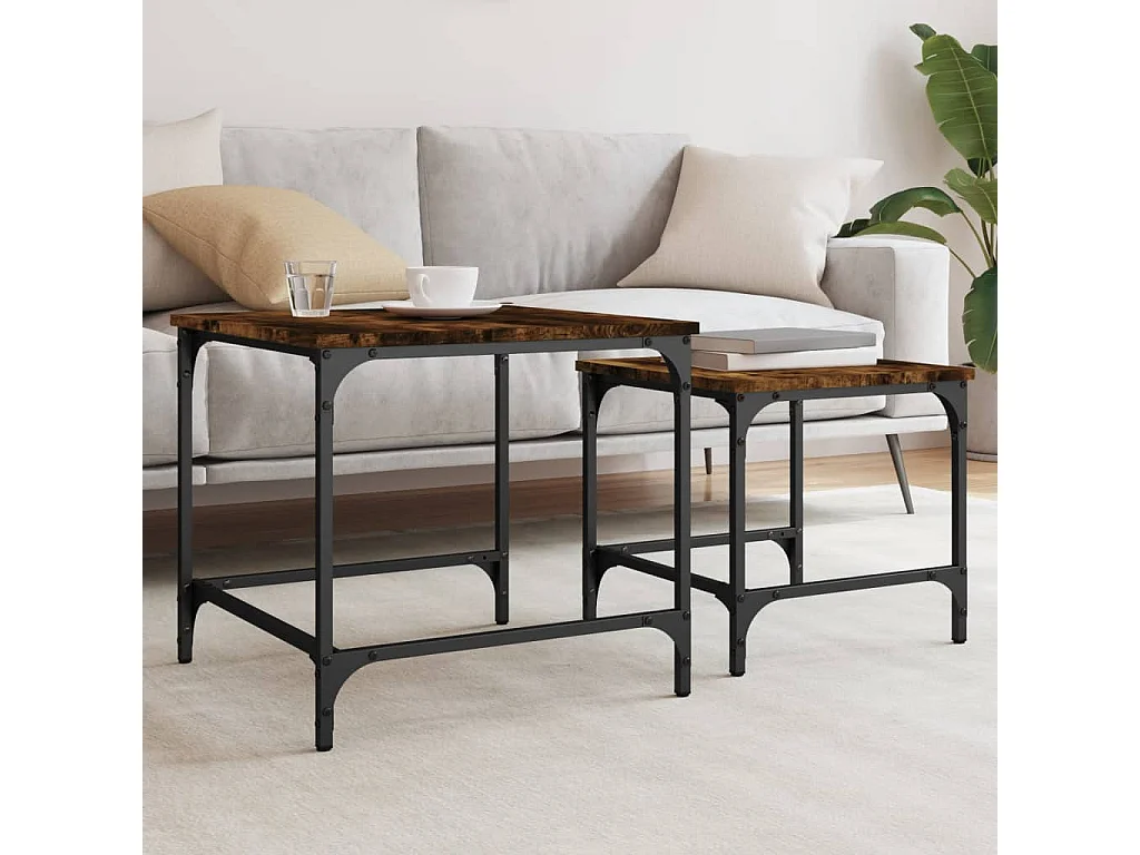 Tables basses gigognes 2 pièces chêne fumé bois d'ingénierie