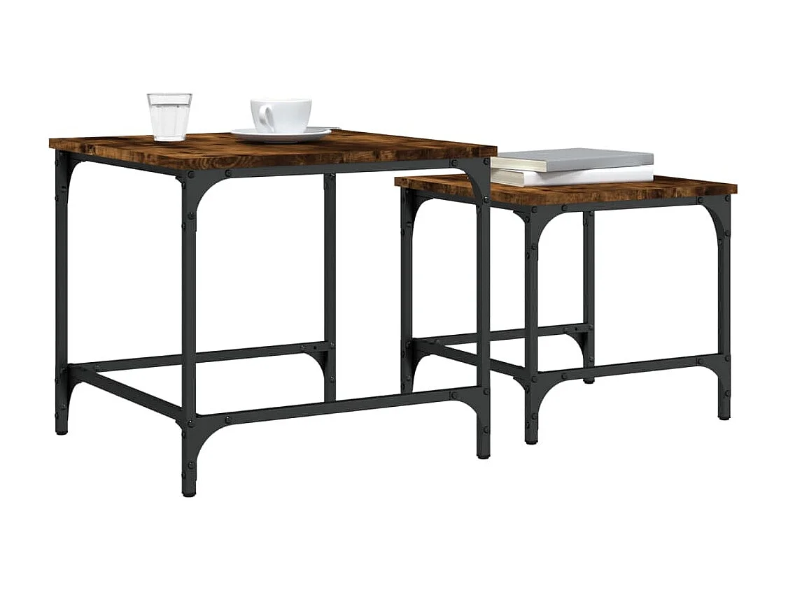 Tables basses gigognes 2 pièces chêne fumé bois d'ingénierie