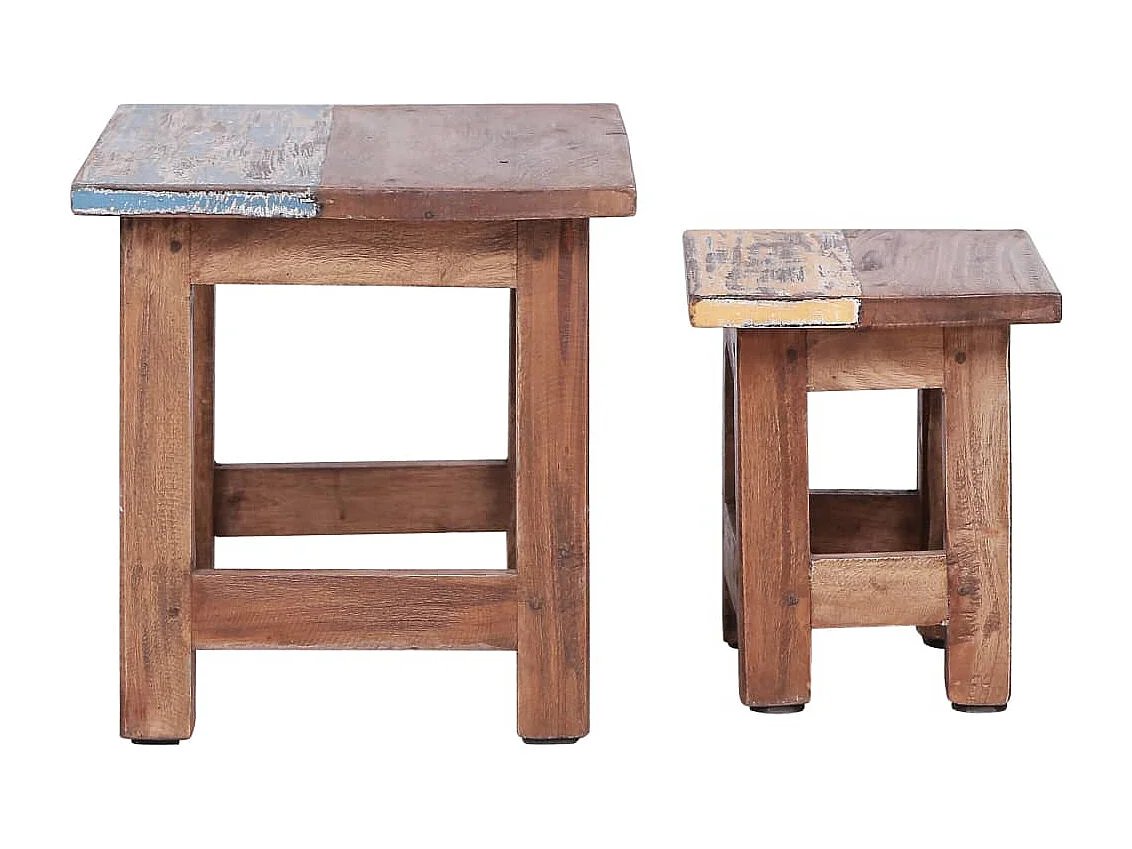 Tables gigognes 2 pièces Bois de récupération massif