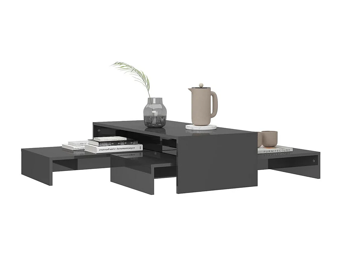 Conjunto de mesas de centro 100x100x26,5 cm cinzento brilhante