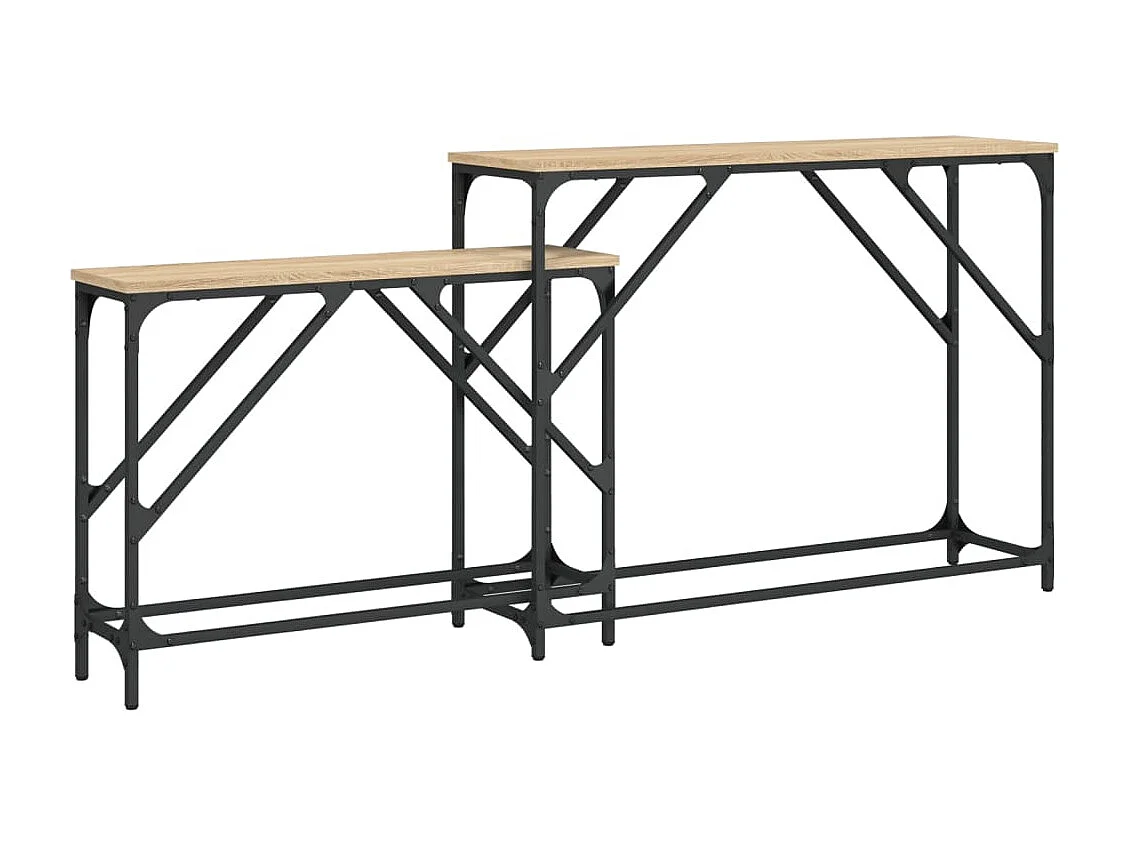 Tables console gigognes 2 pièces chêne sonoma bois d'ingénierie