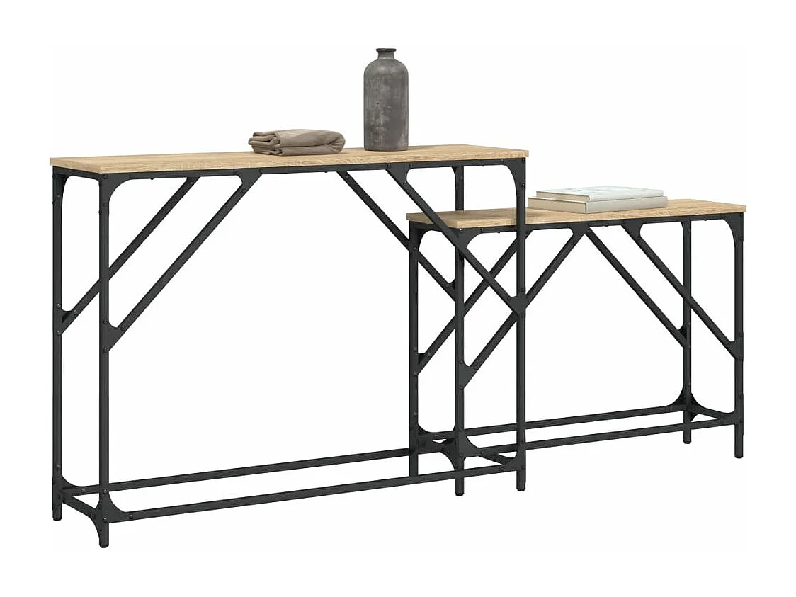 Tables console gigognes 2 pièces chêne sonoma bois d'ingénierie