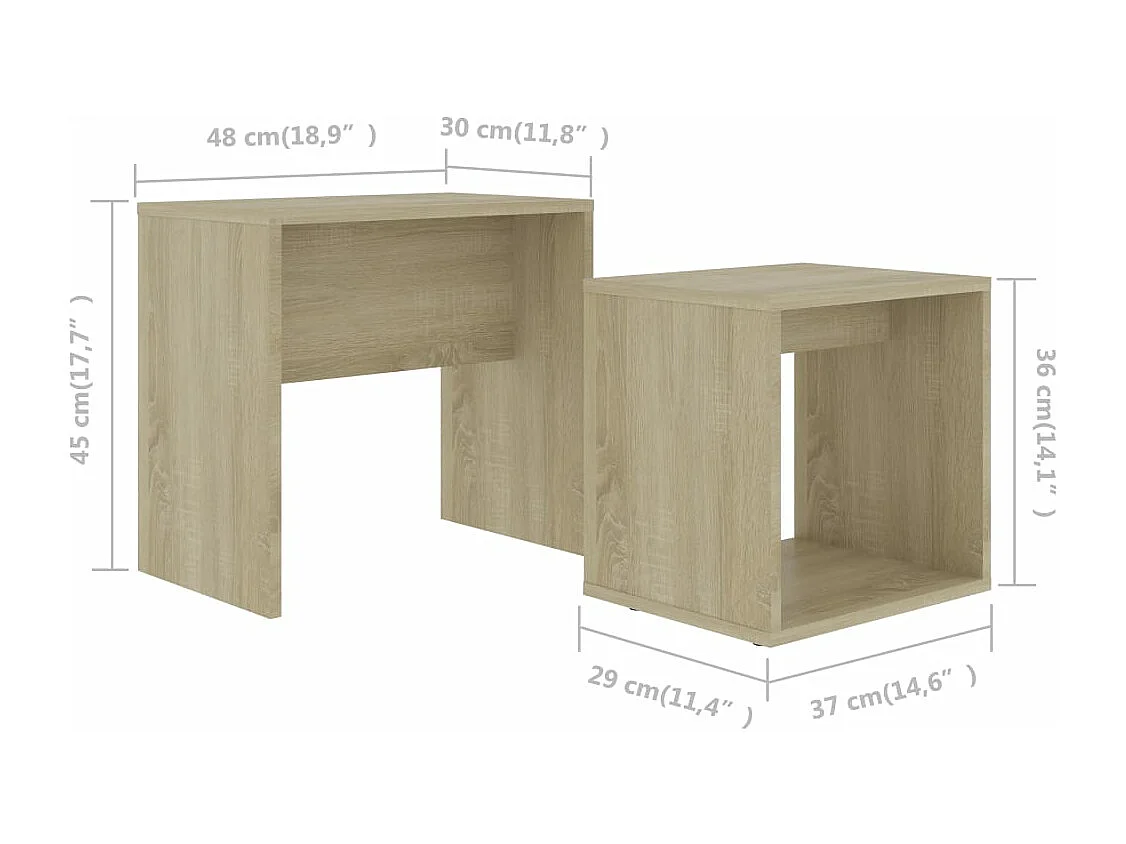 Ensemble de tables basses Chêne sonoma 48x30x45 cm Aggloméré
