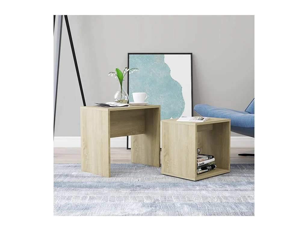 Ensemble de tables basses Chêne sonoma 48x30x45 cm Aggloméré