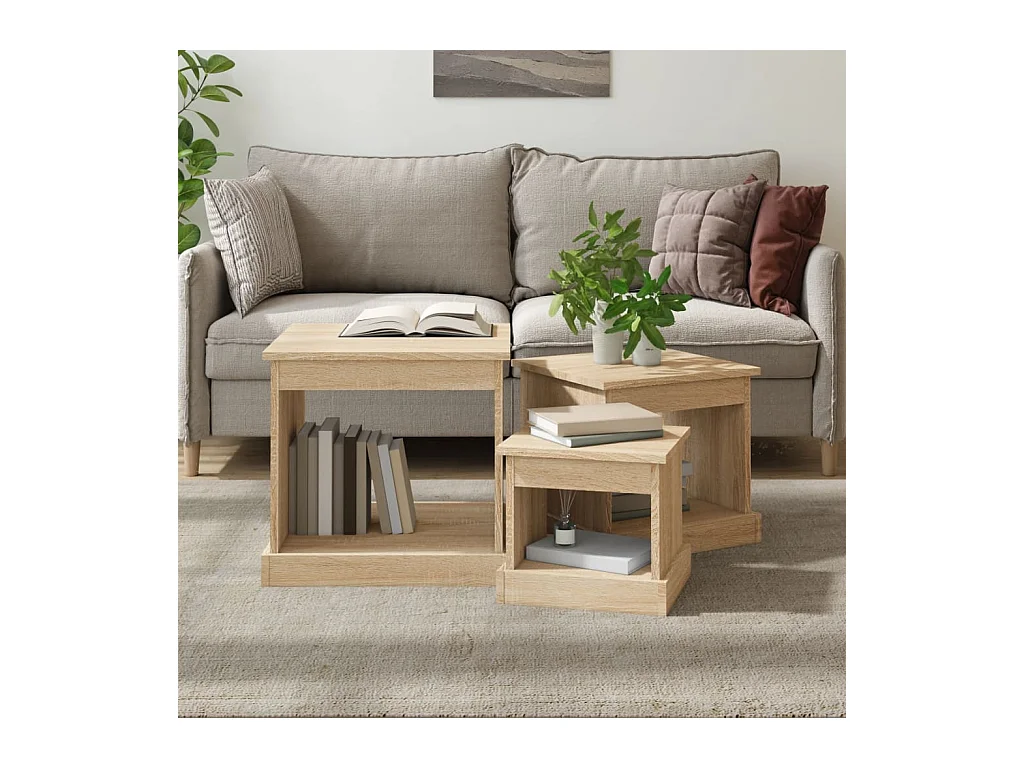Tables gigognes 3 pièces chêne sonoma bois d'ingénierie