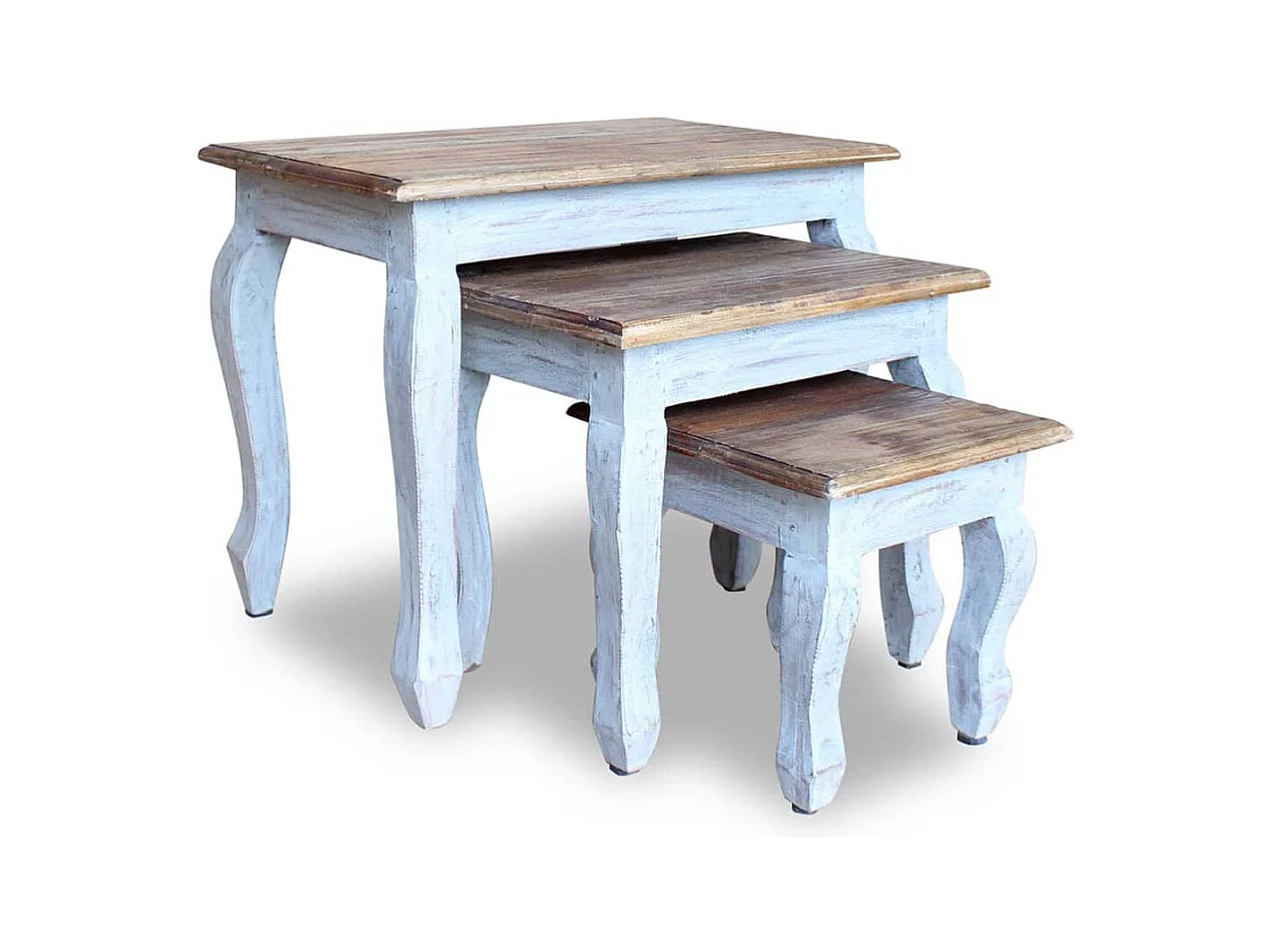 Ensemble de tables gigognes 3 pièces Bois de récupération massif