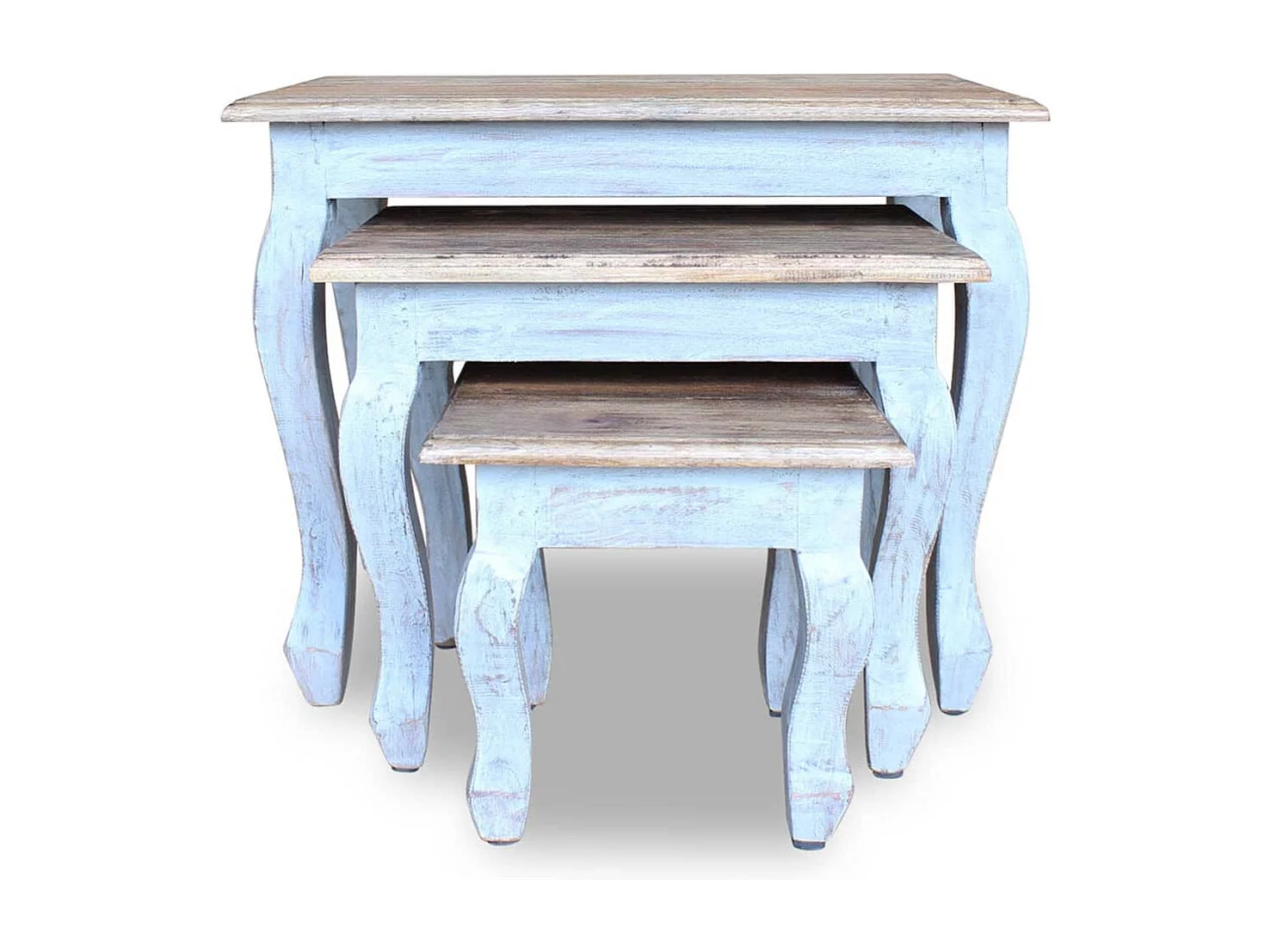 Ensemble de tables gigognes 3 pièces Bois de récupération massif