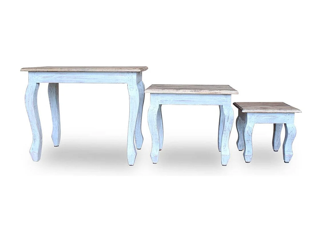 Ensemble de tables gigognes 3 pièces Bois de récupération massif