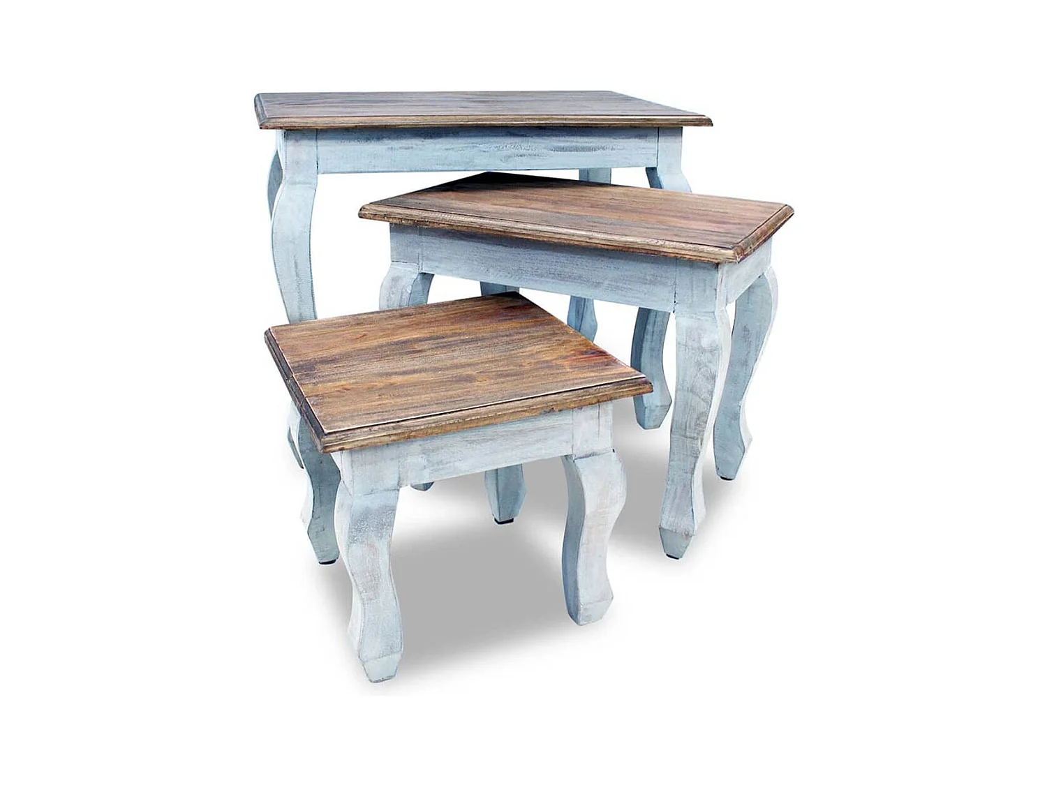 Ensemble de tables gigognes 3 pièces Bois de récupération massif