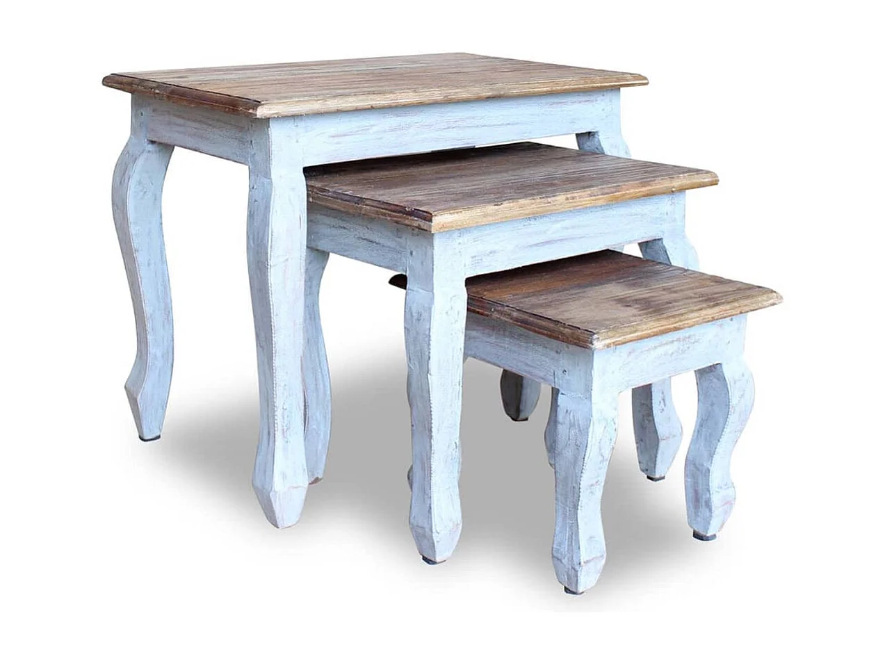 Ensemble de tables gigognes 3 pièces Bois de récupération massif