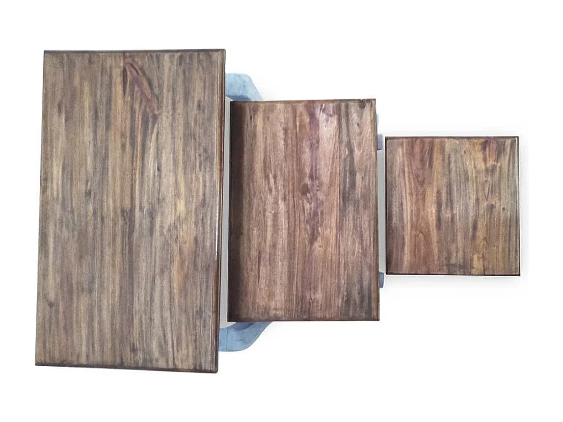 Ensemble de tables gigognes 3 pièces Bois de récupération massif