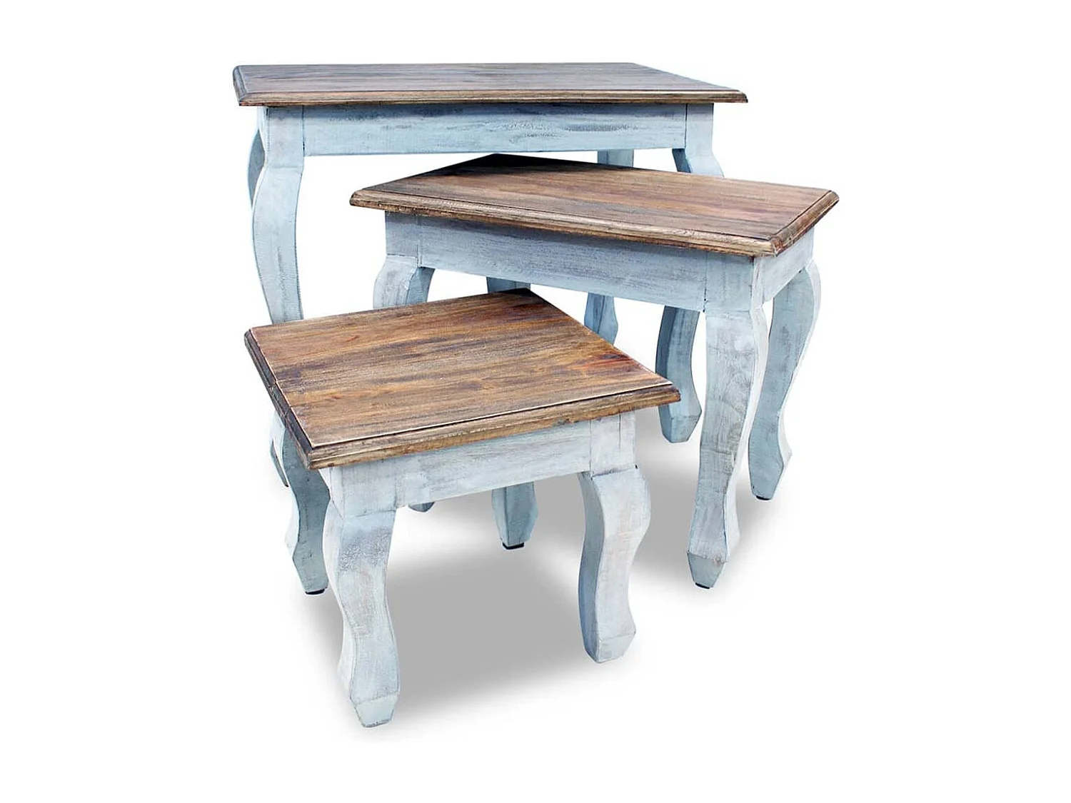 Ensemble de tables gigognes 3 pièces Bois de récupération massif