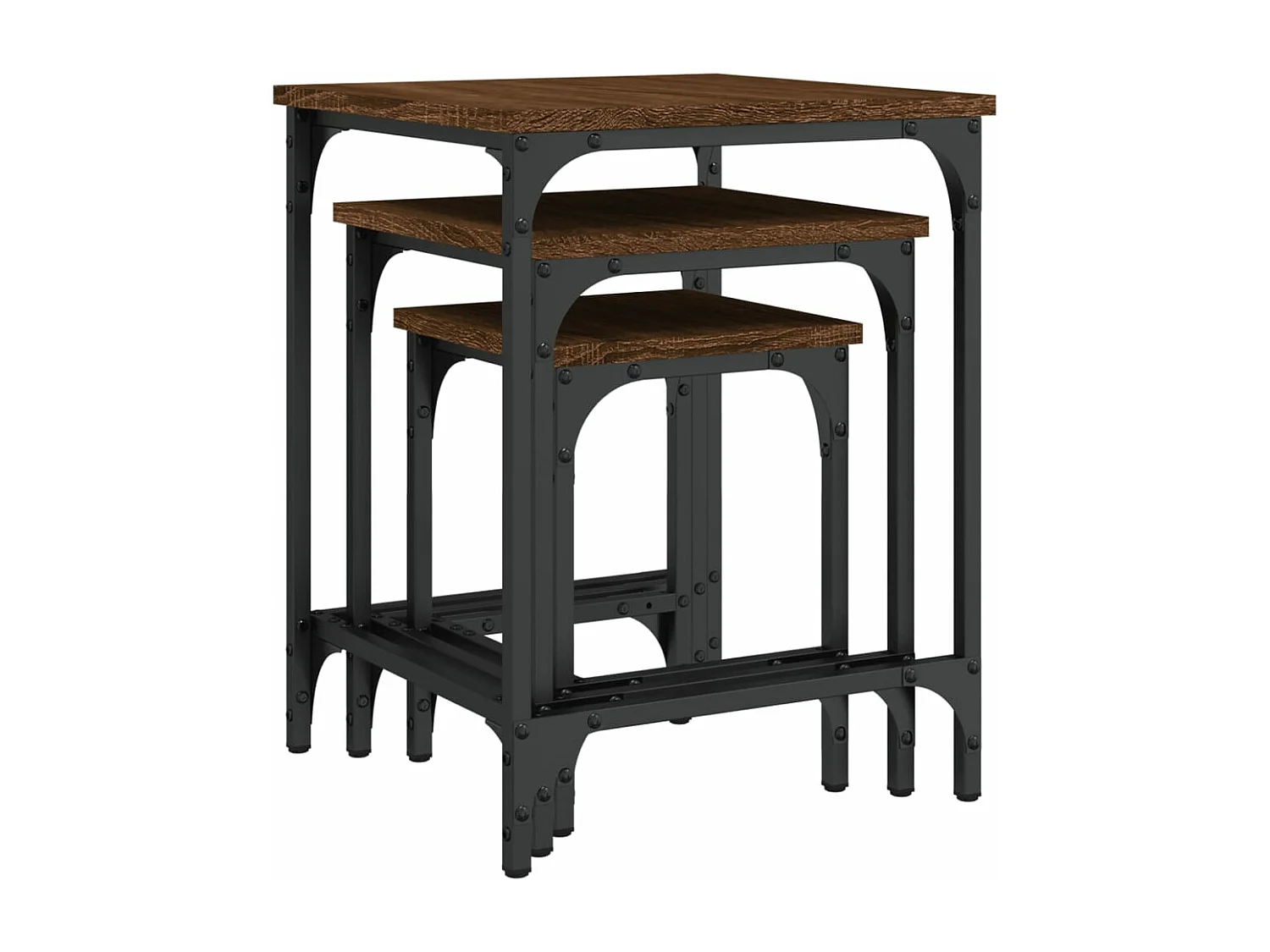 Tables basses gigognes 3 pièces chêne marron bois d'ingénierie