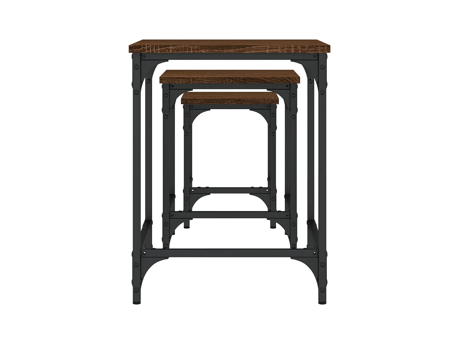 Tables basses gigognes 3 pièces chêne marron bois d'ingénierie