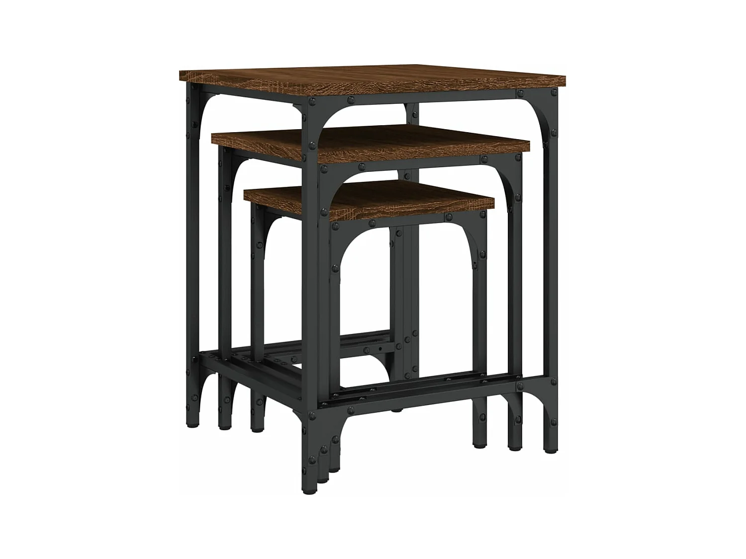 Tables basses gigognes 3 pièces chêne marron bois d'ingénierie