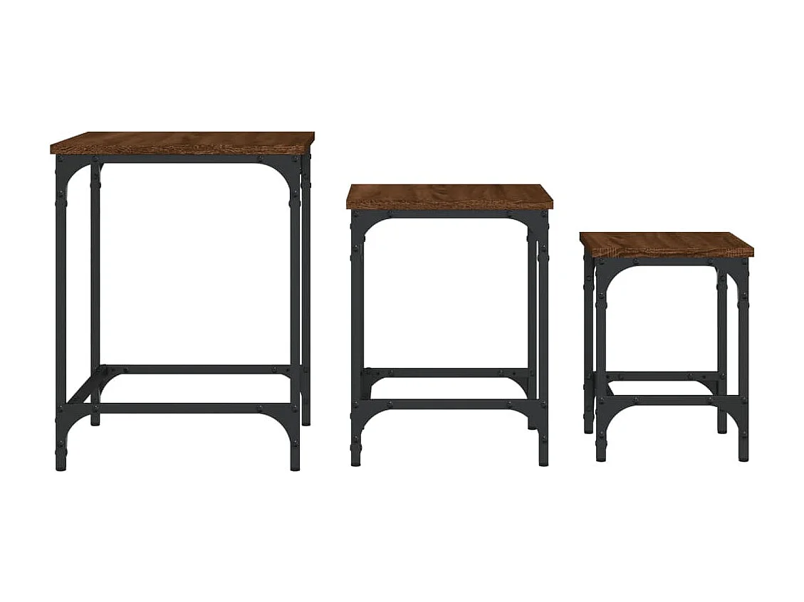 Tables basses gigognes 3 pièces chêne marron bois d'ingénierie