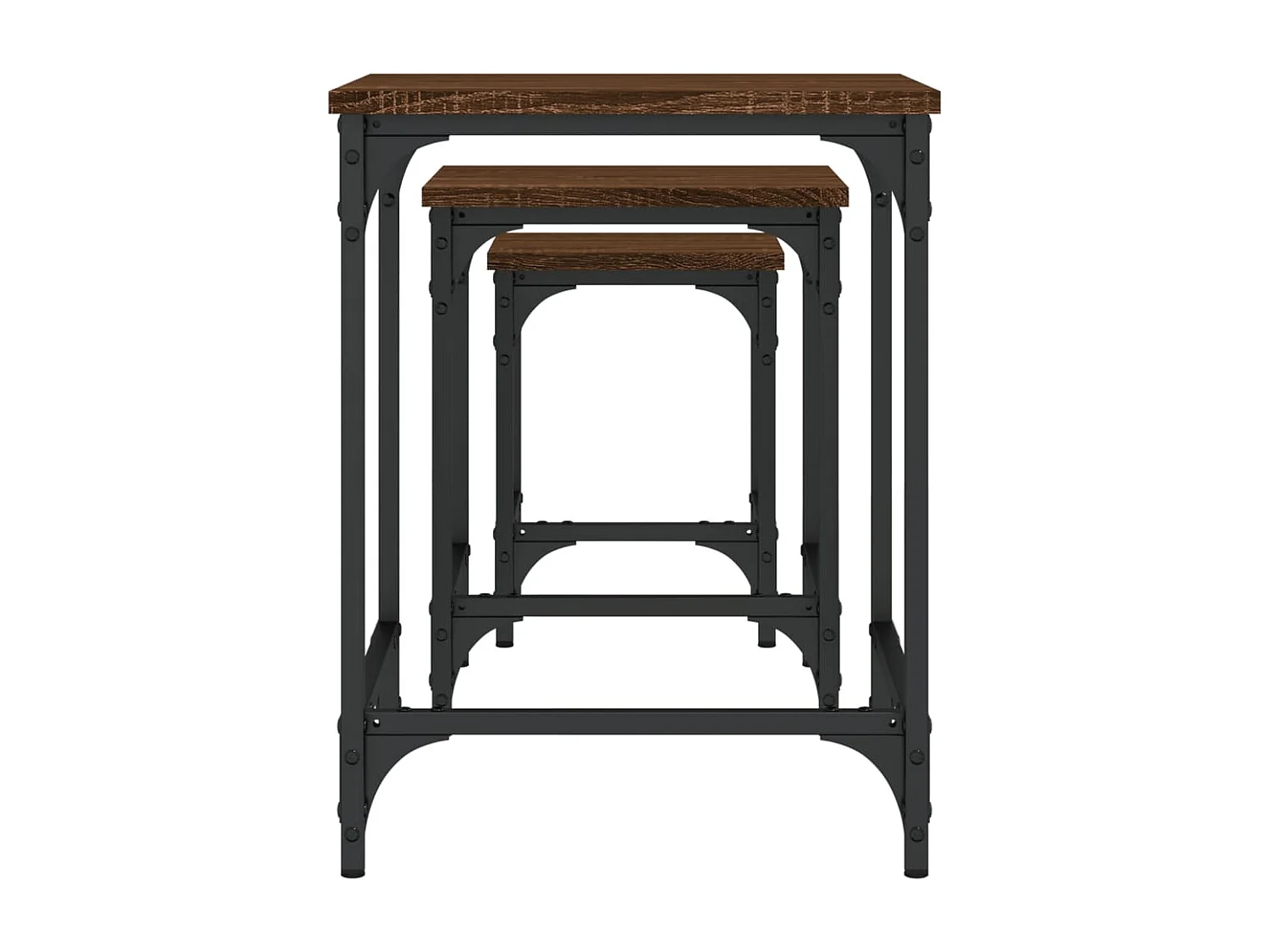 Tables basses gigognes 3 pièces chêne marron bois d'ingénierie