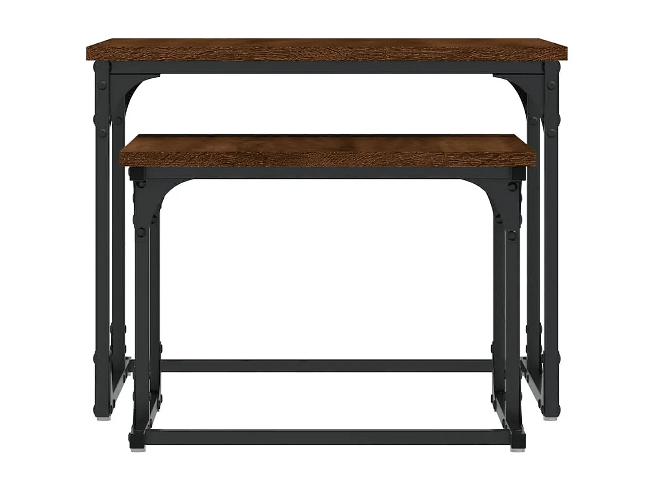 Mesa de centro apilable 2 piezas madera ingeniería roble marrón