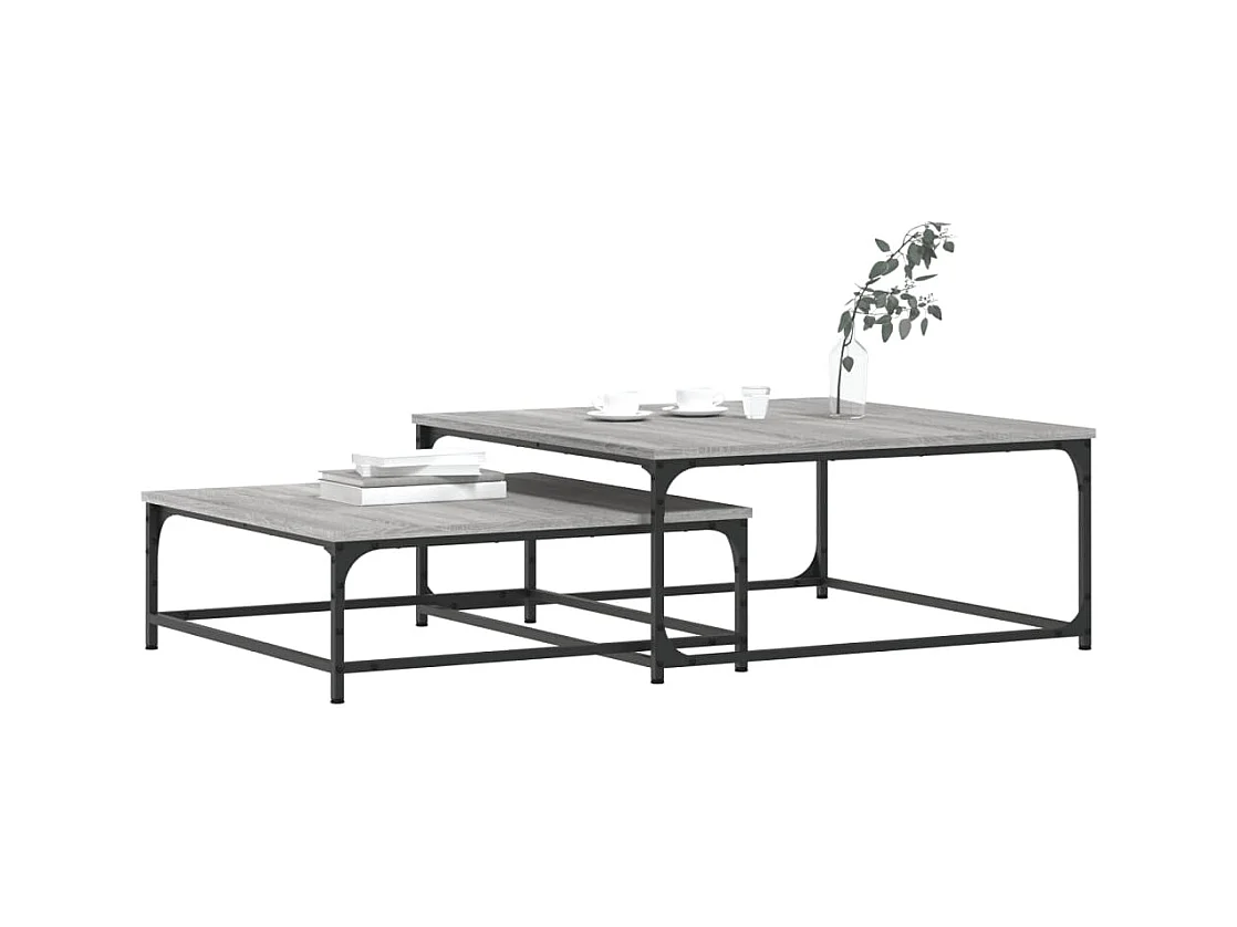Tables basses gigognes 2 pièces sonoma gris bois d'ingénierie