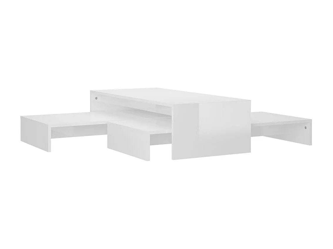 Ensemble tables basses gigognes Blanc brillant 100x100x26,5 cm
