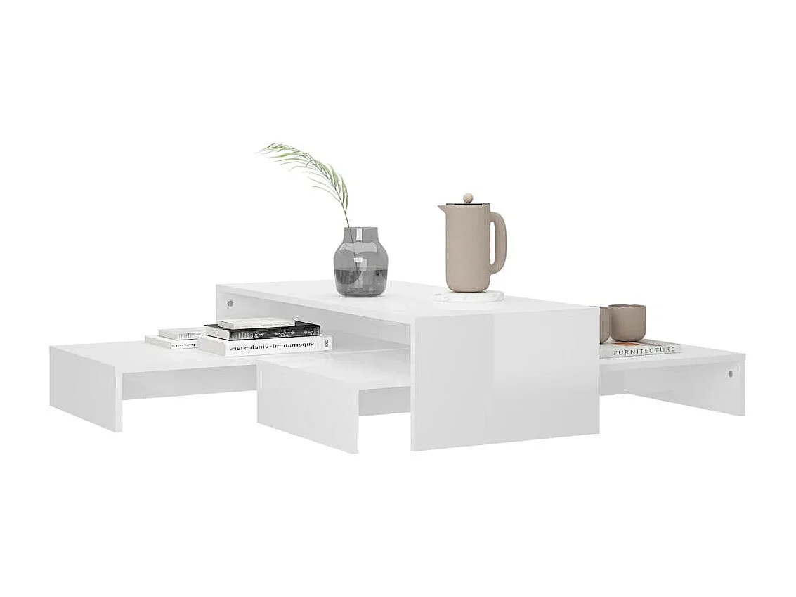 Ensemble tables basses gigognes Blanc brillant 100x100x26,5 cm