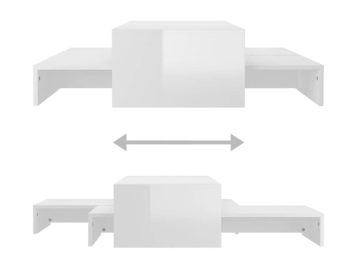 Ensemble tables basses gigognes Blanc brillant 100x100x26,5 cm
