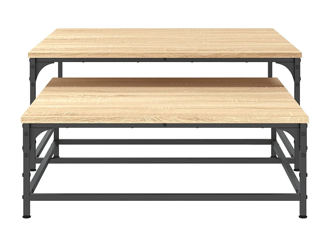 Tables basses gigognes 2 pièces chêne sonoma bois d'ingénierie
