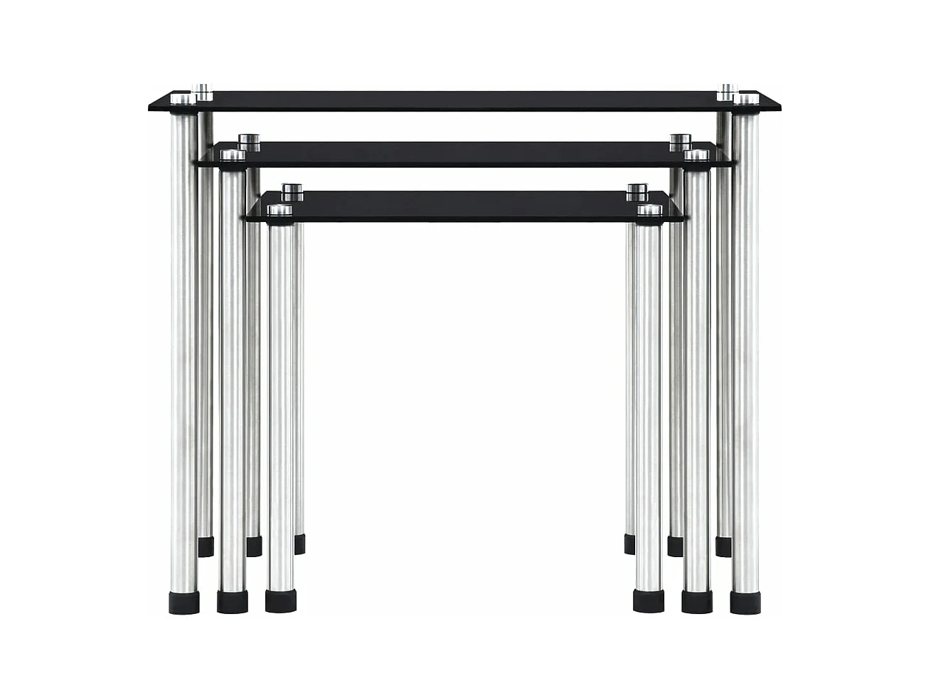 Tables gigognes 3 pièces Noir Verre trempé