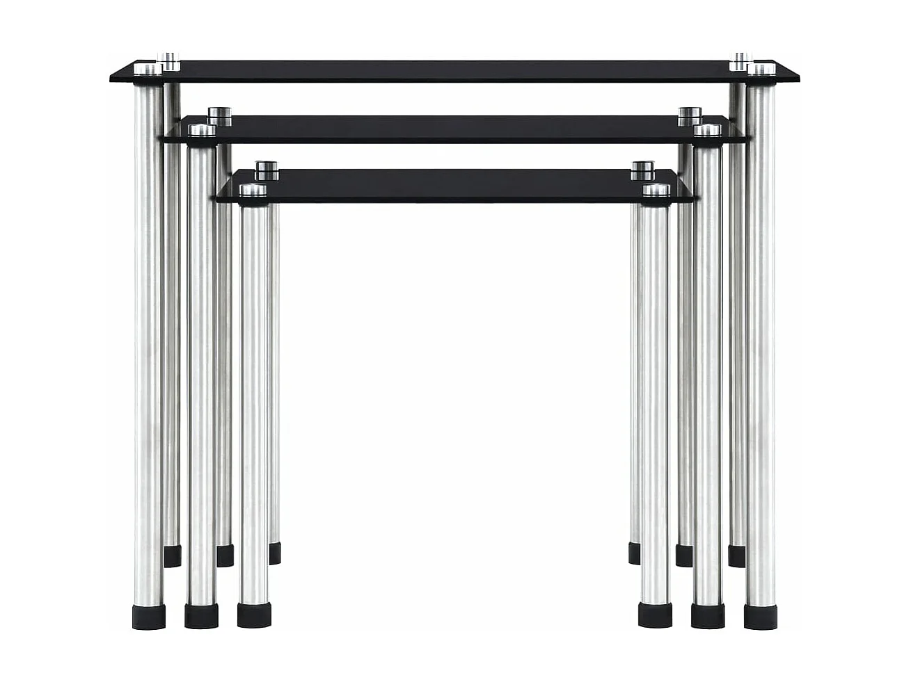 Tables gigognes 3 pièces Noir Verre trempé