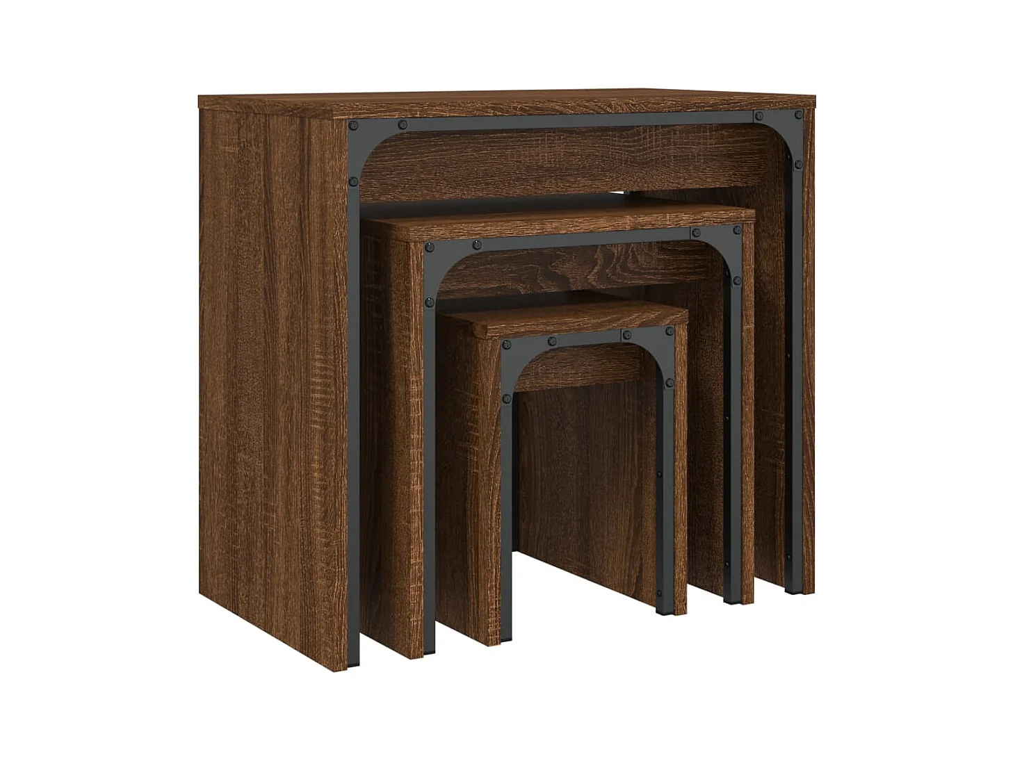 Tables basses gigognes 3 pièces chêne marron bois d'ingénierie