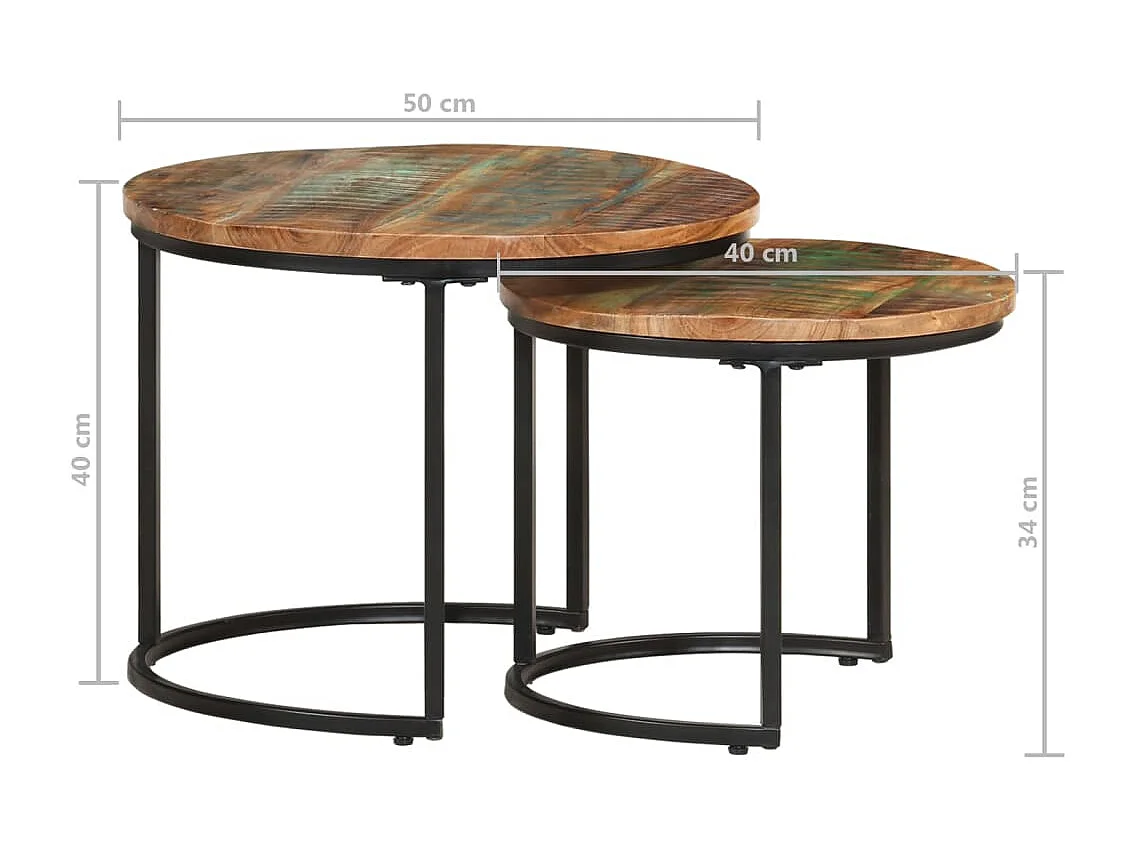 Tables gigognes 2 pièces Bois de récupération massif