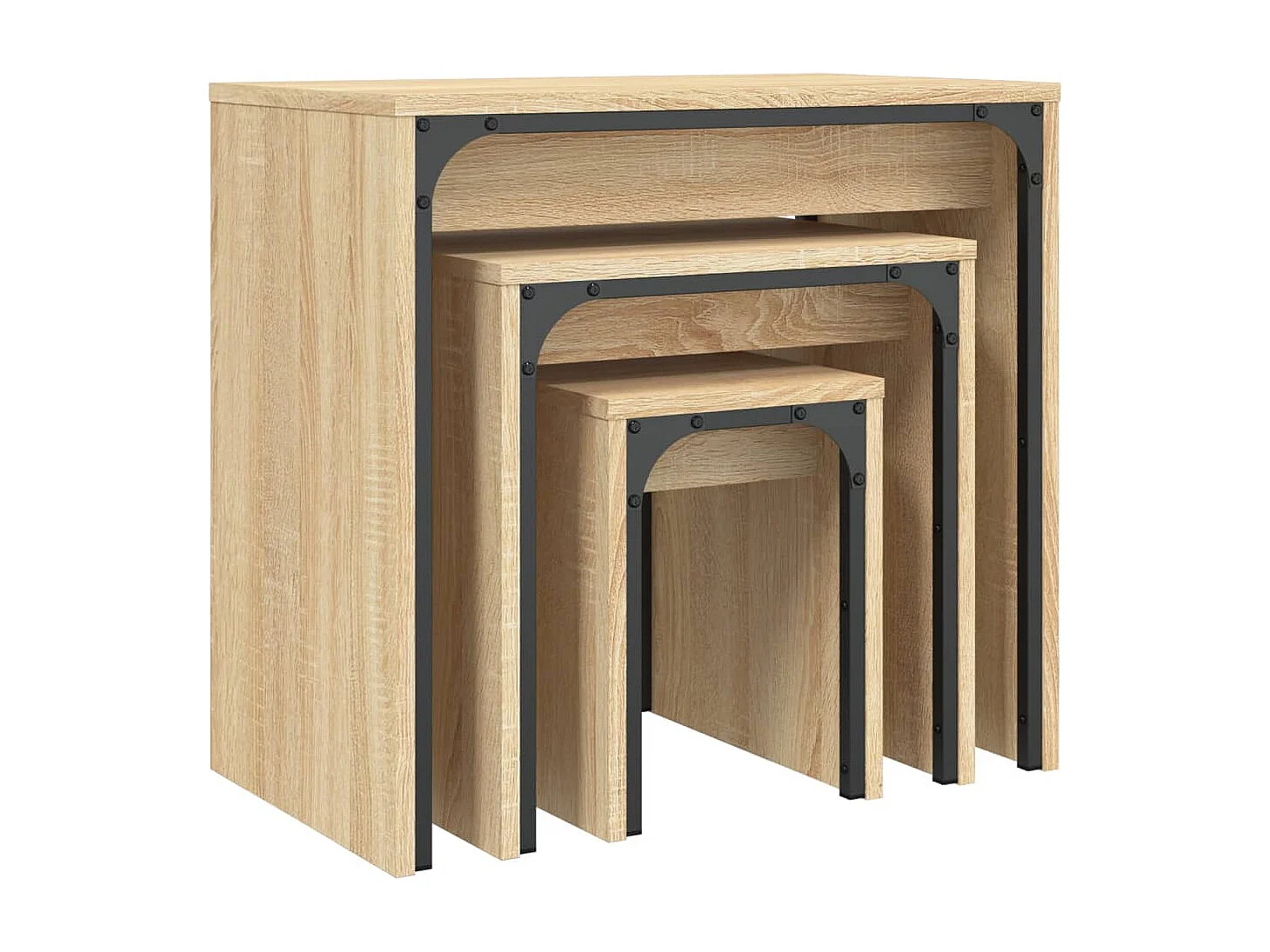 Tables basses gigognes 3 pièces chêne sonoma bois d'ingénierie