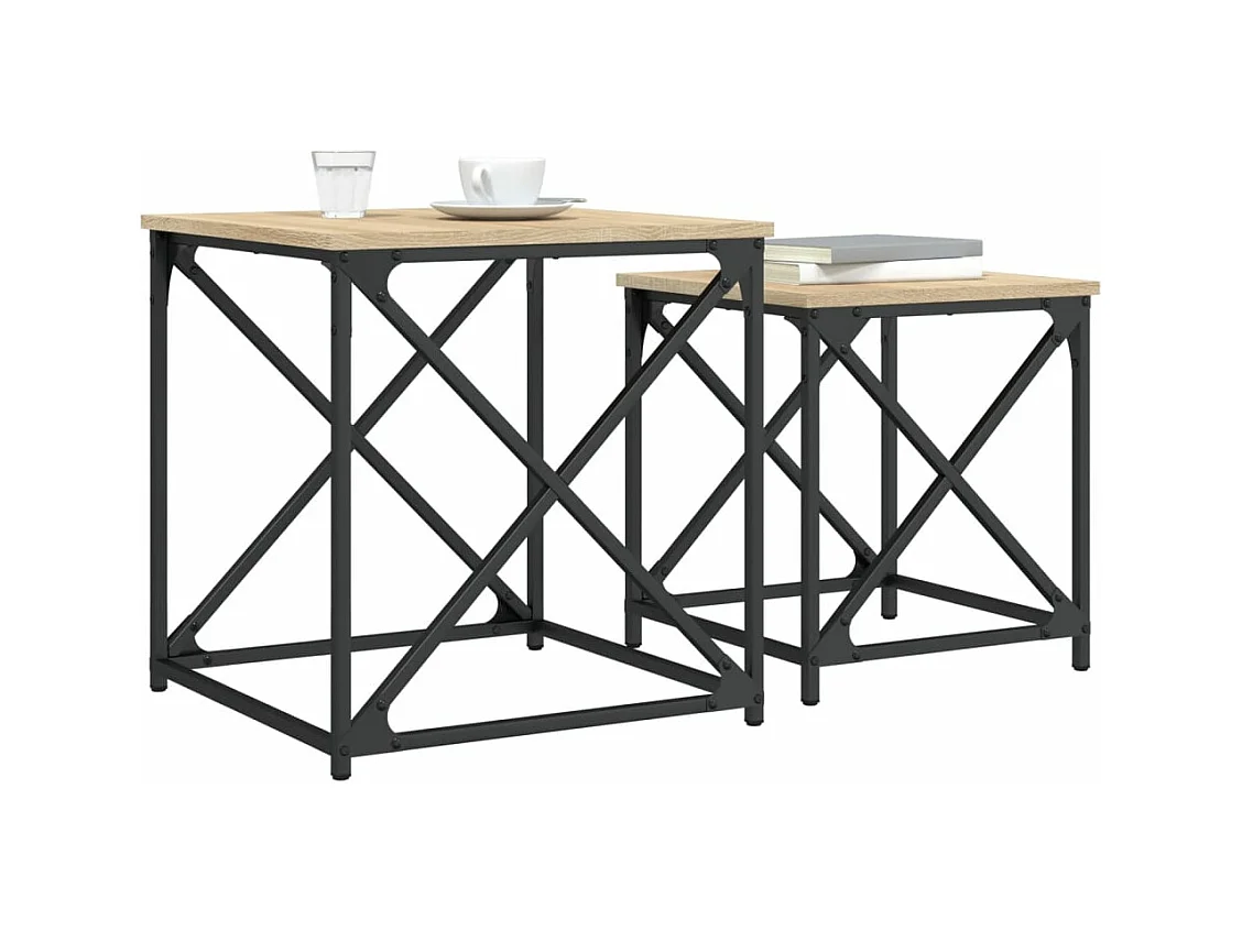 Tables basses gigognes 2 pièces chêne sonoma bois d'ingénierie