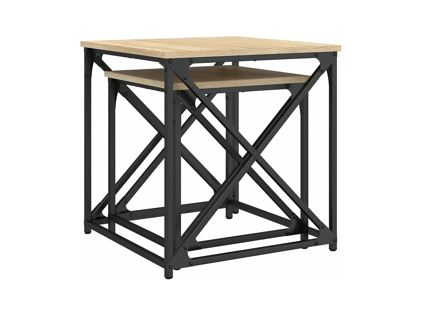 Tables basses gigognes 2 pièces chêne sonoma bois d'ingénierie