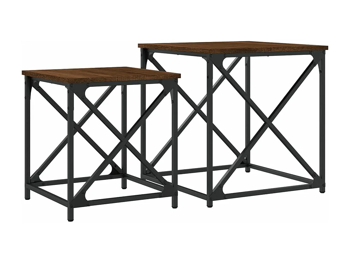 Tables basses gigognes 2 pièces chêne marron bois d'ingénierie