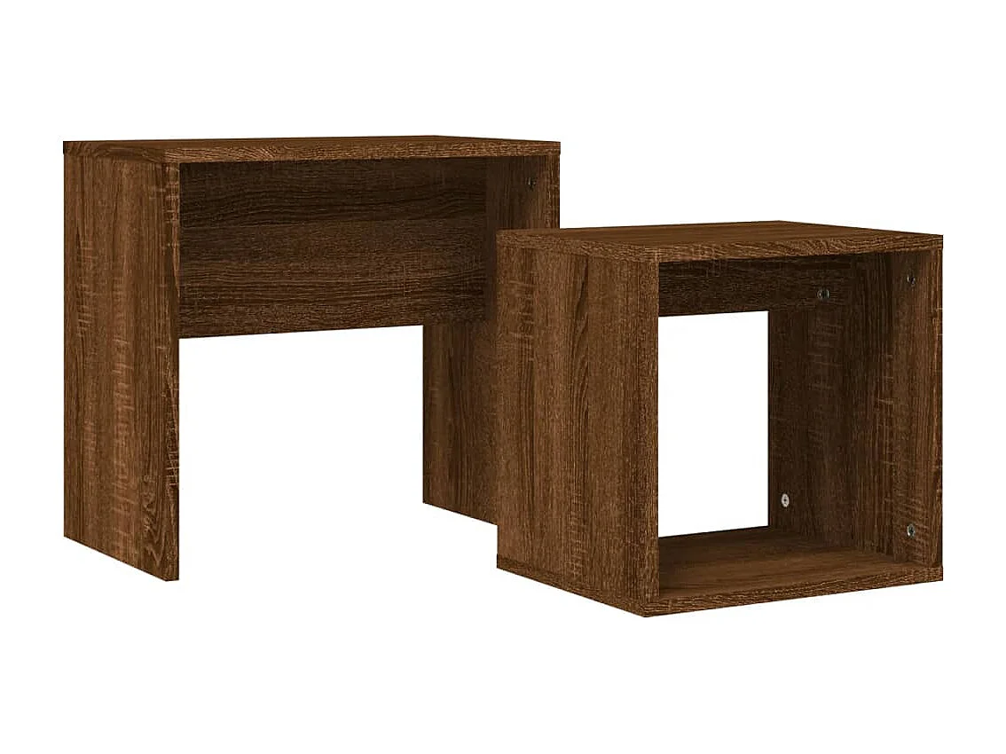 Tables basses gigognes 2 pièces chêne marron bois d'ingénierie