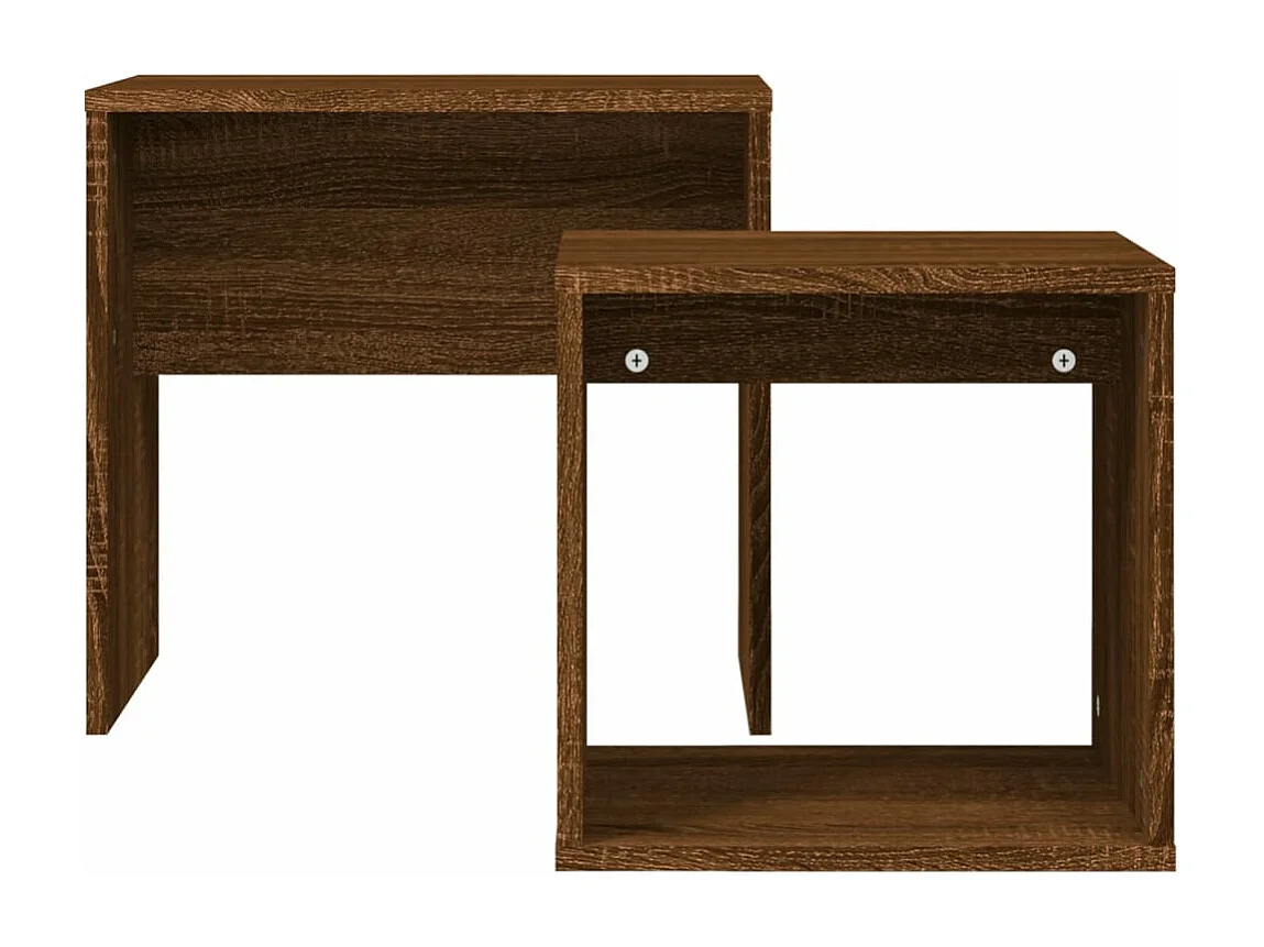 Tables basses gigognes 2 pièces chêne marron bois d'ingénierie
