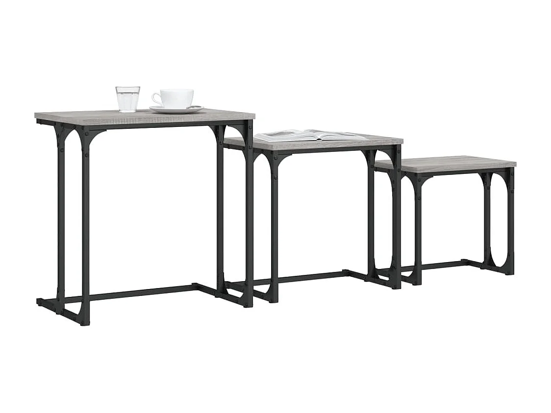 Tables basses gigognes 3 pièces sonoma gris bois d'ingénierie