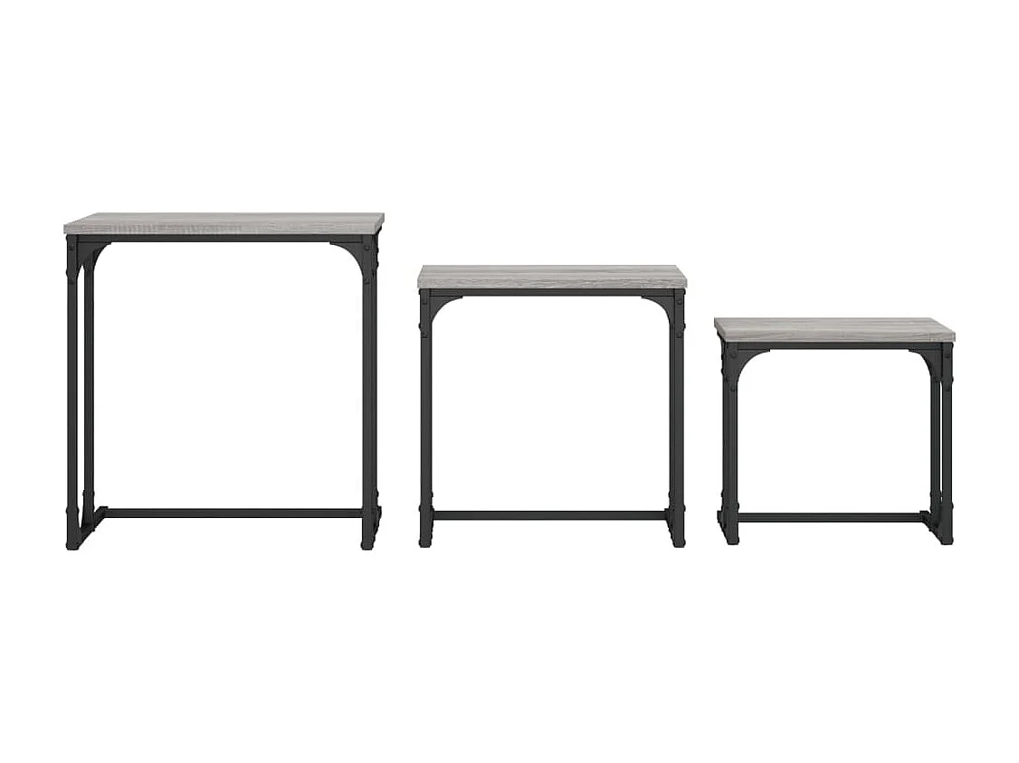 Tables basses gigognes 3 pièces sonoma gris bois d'ingénierie