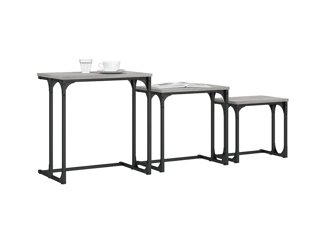 Tables basses gigognes 3 pièces sonoma gris bois d'ingénierie
