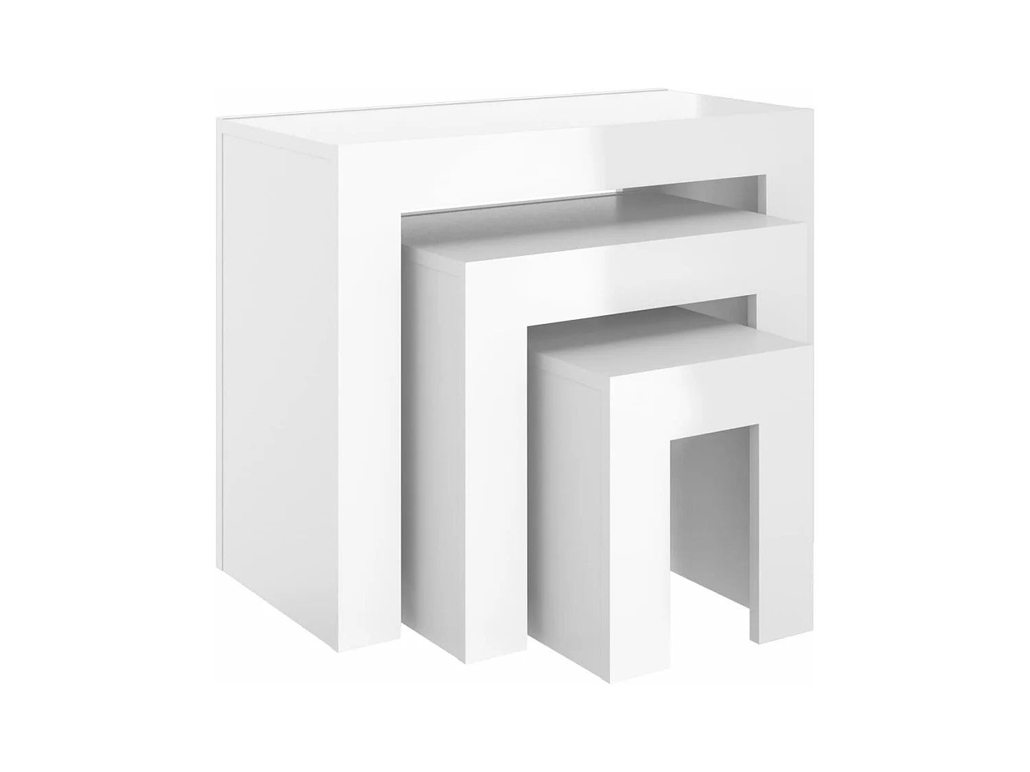 Tables basses gigognes 3 pièces Blanc brillant Aggloméré