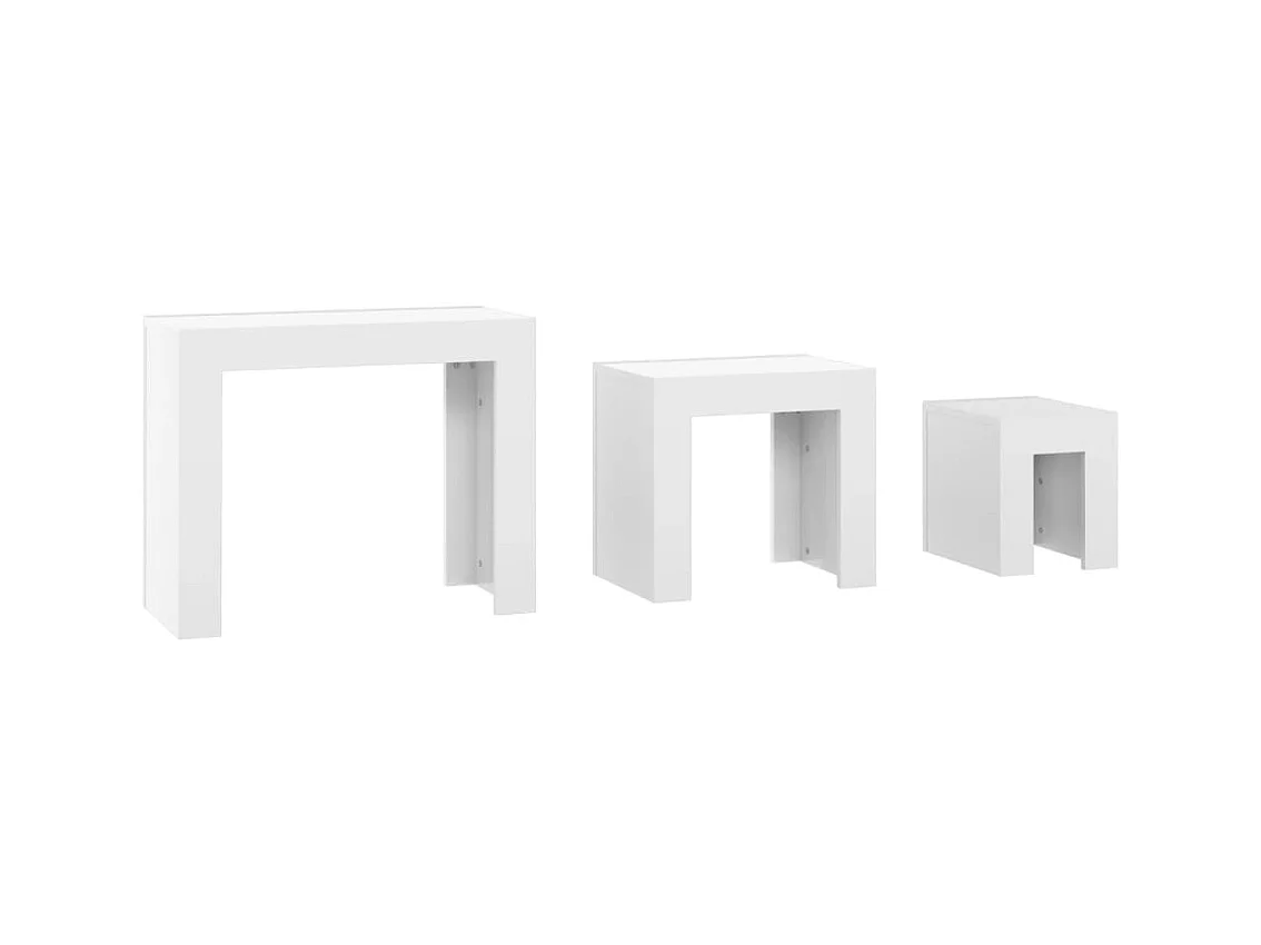 Tables basses gigognes 3 pièces Blanc brillant Aggloméré
