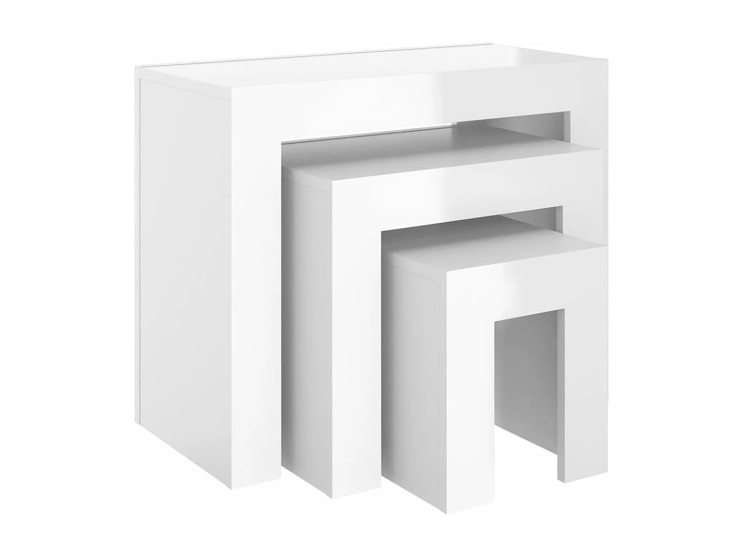 Tables basses gigognes 3 pièces Blanc brillant Aggloméré