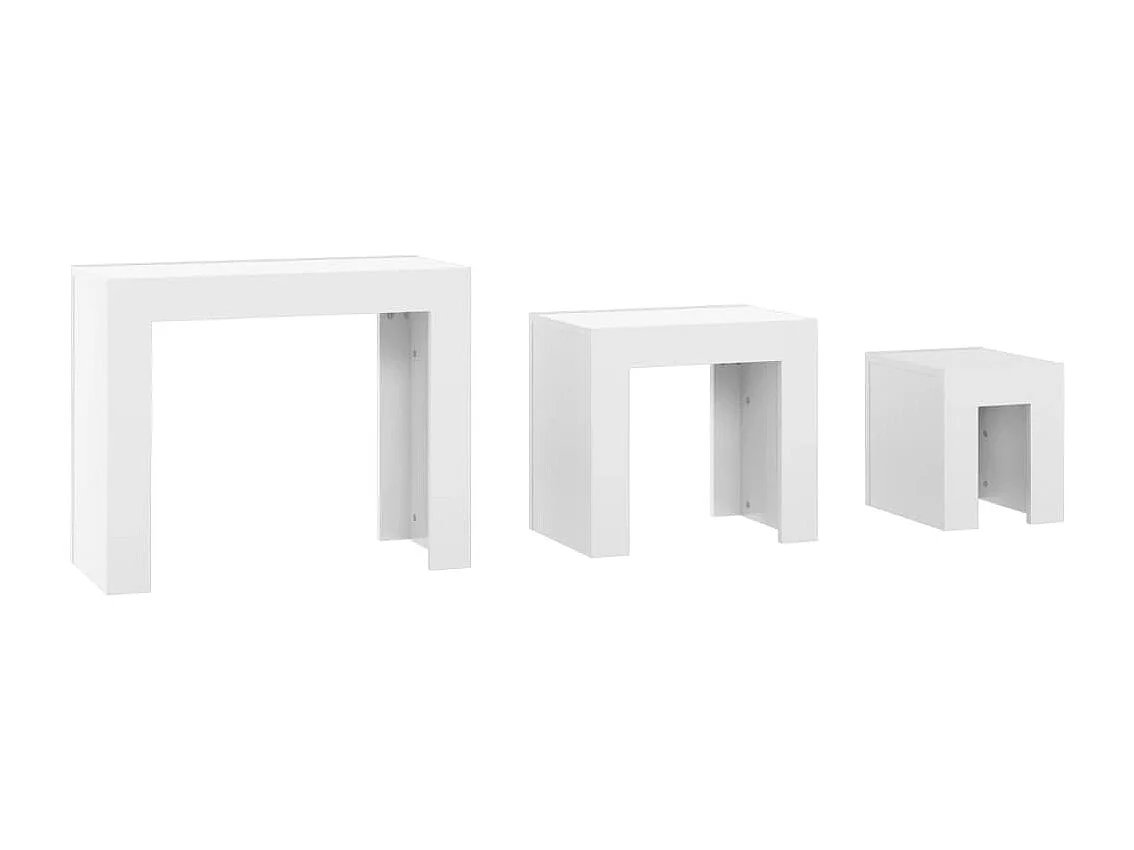 Tables basses gigognes 3 pièces Blanc brillant Aggloméré