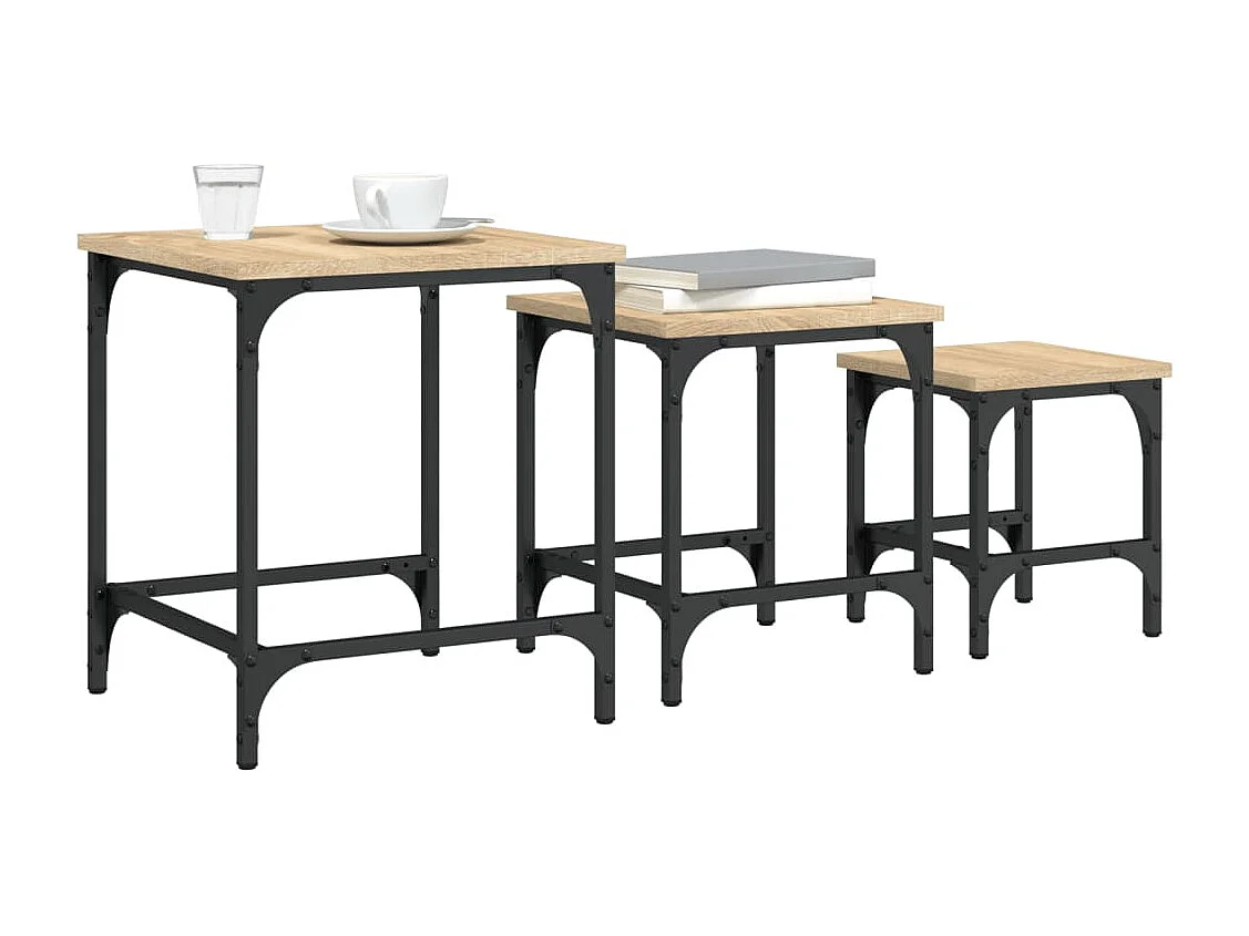 Tables basses gigognes 3 pièces chêne sonoma bois d'ingénierie