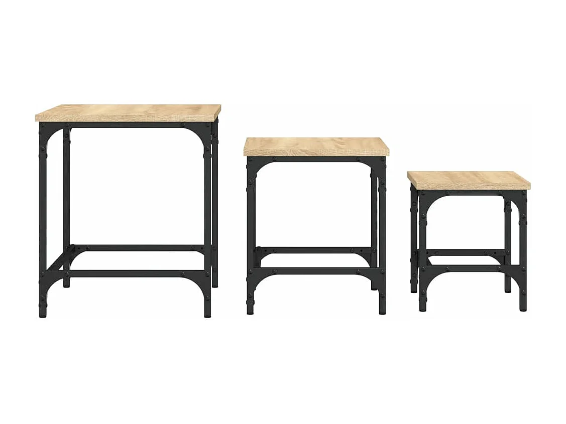 Tables basses gigognes 3 pièces chêne sonoma bois d'ingénierie