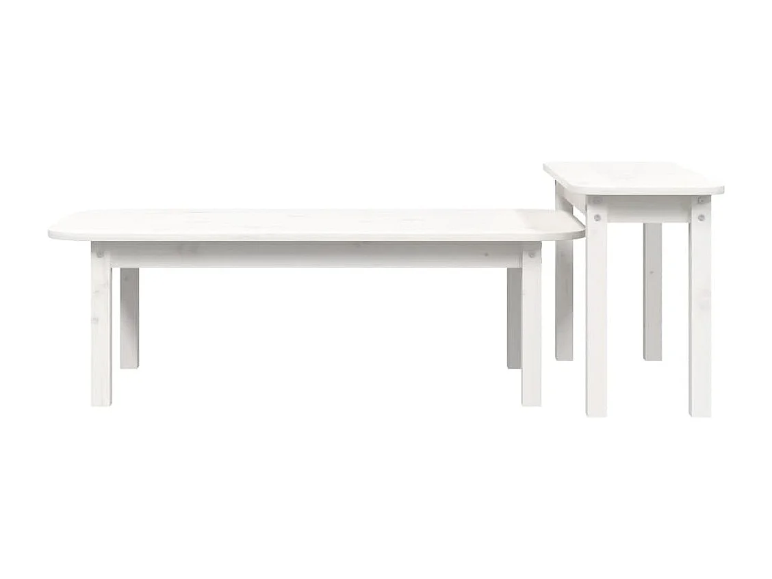 Ensemble de tables basses 2 pièces Blanc Bois massif de pin