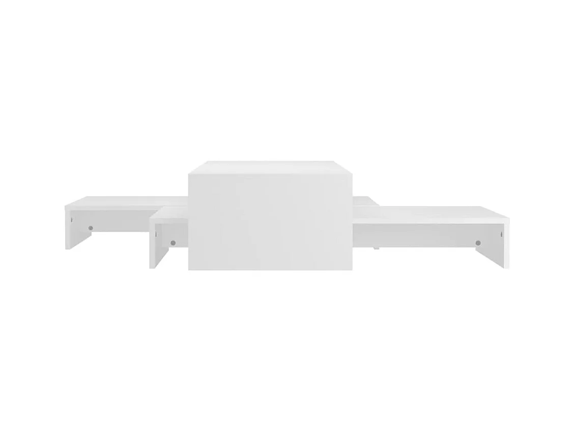 Set tables basses gigognes Blanc 100x100x26,5 cm Aggloméré
