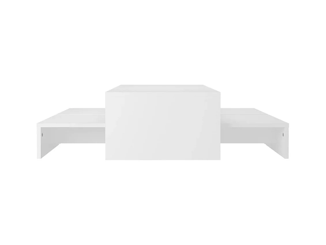 Set tables basses gigognes Blanc 100x100x26,5 cm Aggloméré