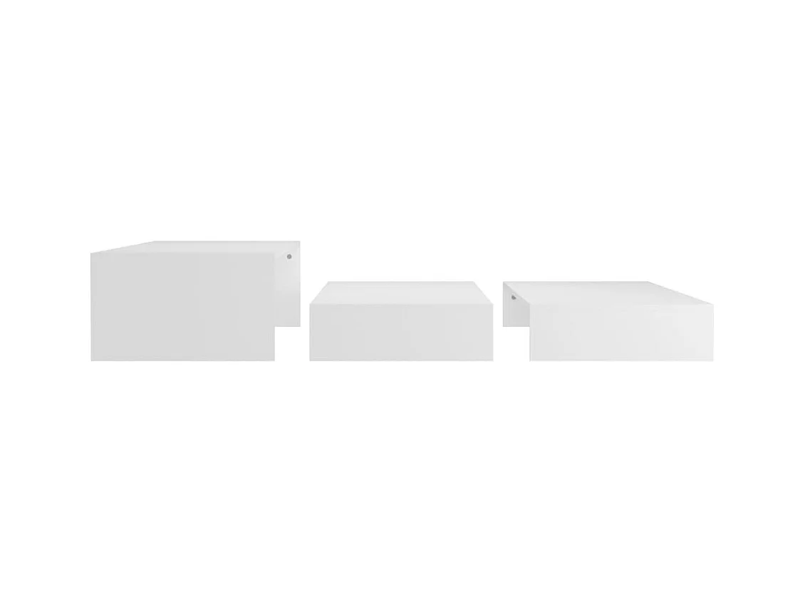 Set tables basses gigognes Blanc 100x100x26,5 cm Aggloméré